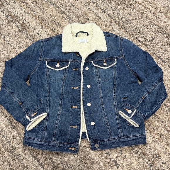 NWT Time and Tru Blue Denim Sherpa Jacket sz small 4-6 - Picture 3 of 7